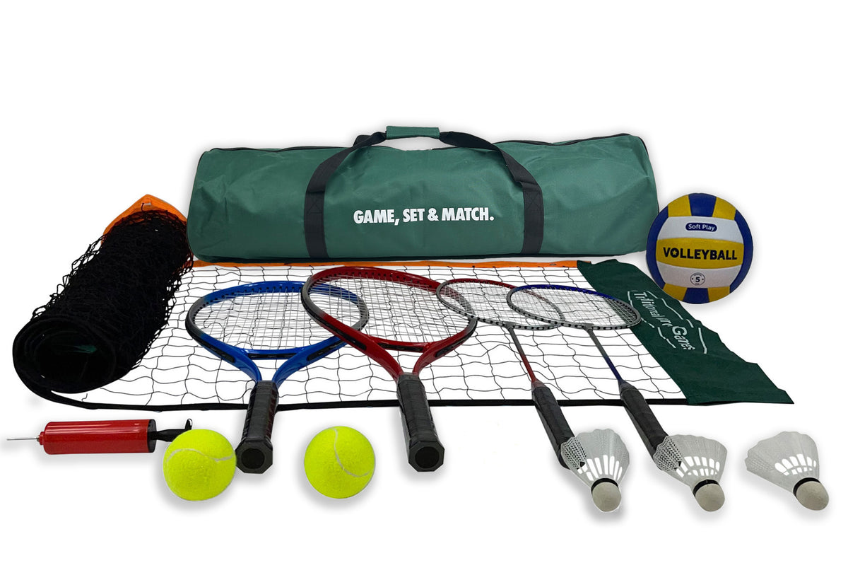 3 in 1 Badminton Volleyball &amp; Tennis Playset with 5m Net