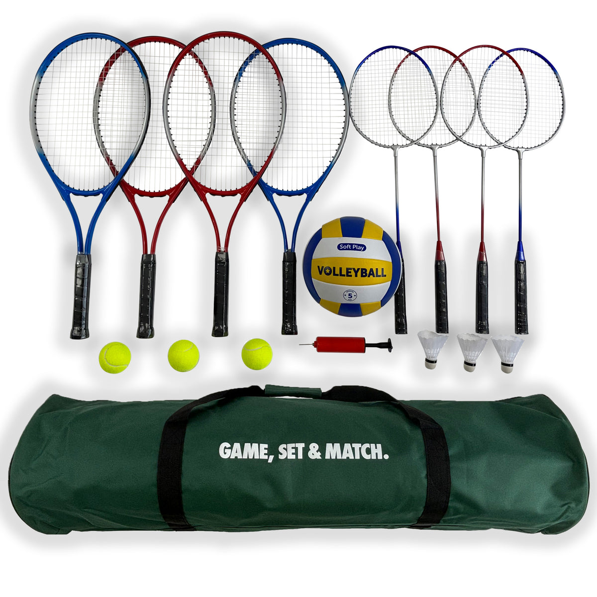 4 Player 3 in 1 Badminton Volley Ball Tennis Set with 6m Net